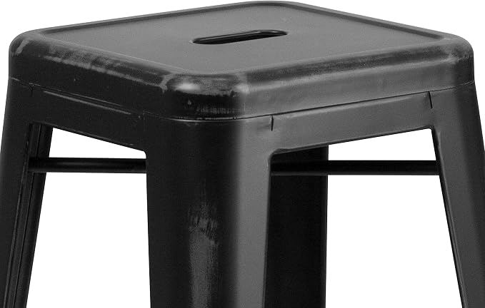 Flash Furniture Kai Commercial Grade 4 Pack 30" High Backless Distressed Black - Image 7