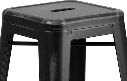 Flash Furniture Kai Commercial Grade 4 Pack 30" High Backless Distressed Black - Image 7