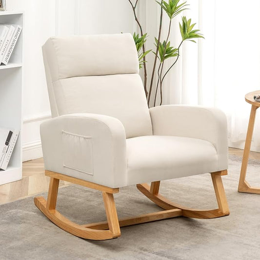 HCHAIRH Rocking Chair Nursery, Upholstered Nursing Rocker Chairs by HCHAIRH