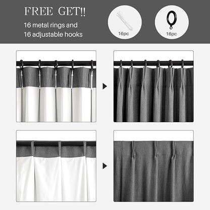 Pinch Pleated Linen Curtains 100% Blackout 84 Inches Long - Image 3