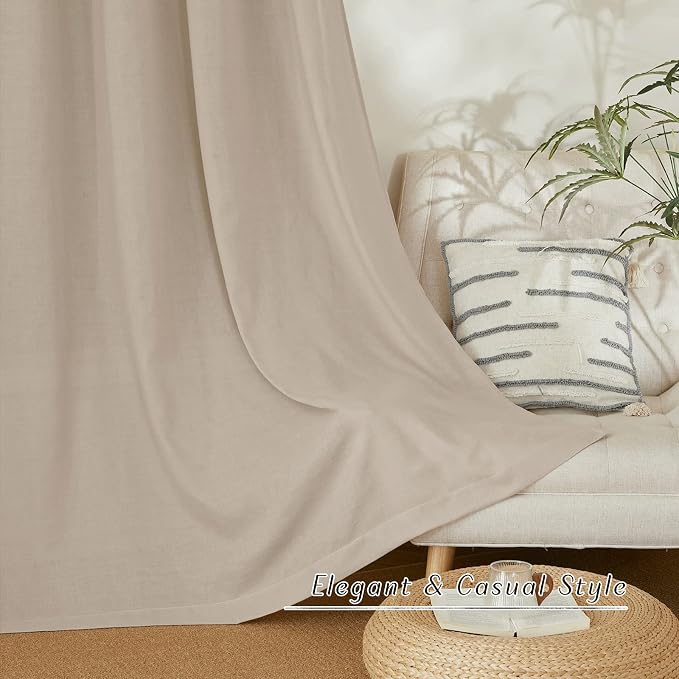 NICETOWN Flax Linen Blend Taupe Window Curtains, Grommet Vertical Drapes - Image 6