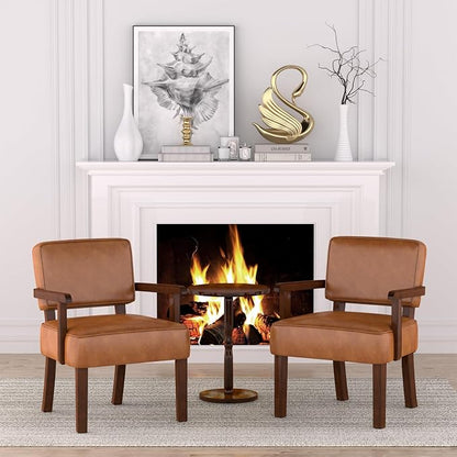 FAGAGA Accent Chair, PU Leather Living Room Chairs Oversize - Image 4