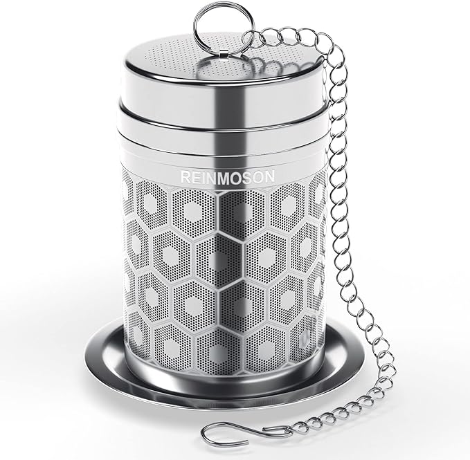 Reinmoson Tea Strainers for Loose Tea, Extra Fine Mesh Tea Infuser, 304 Stainless Steel & Updated Slim Threaded Lid, Loose Leaf Tea Steeper for Black Tea, Rooibos, etc