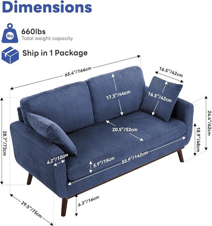 Kingfun 65" Corduroy Love Seat - Image 2
