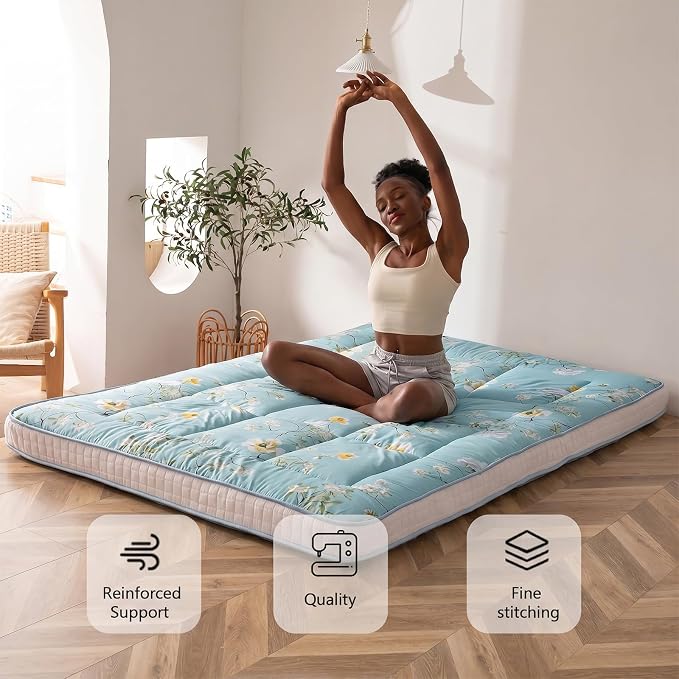 MAXYOYO Rustic Floral Korean Futon Mattress, Padded Japanese Floor Mattress - Image 5