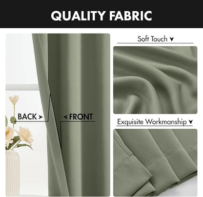 MIULEE Set of 4 Sage Green 45 Inch Short Blackout Kitchen Window Curtains | - Image 8