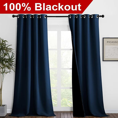 NICETOWN Moroccan Blue Full Shade Curtain Panels, Pair of Thermal Insulated & - Image 2