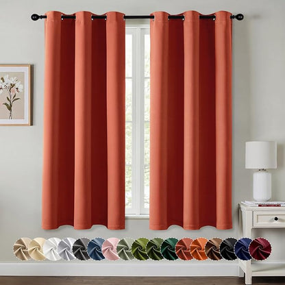 MIULEE Fall Blackout Curtains for Bedroom 2 Panel 40"x54" Long Burnt Orange | by MIULEE