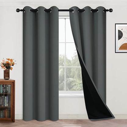 Yakamok Dark Grey 100% Blackout Curtains 84 Inches Long 42" Wide 2 Panels | by Yakamok