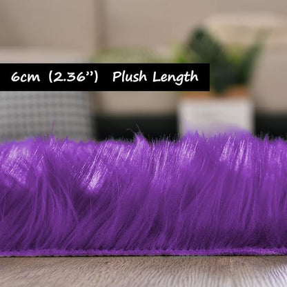 Goolela Purple Area Rug 9x12 Fluffy Fuzzy Furry Carpet - Image 3
