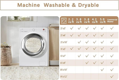 8x10 Washable Area Rugs for Living Room, Dining Room- Neutral Beige | Retro - Image 7