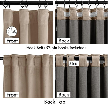 MIULEE Velvet Curtains 50W x 108L 2 Panels Camel Beige Blackout Curtains | - Image 3