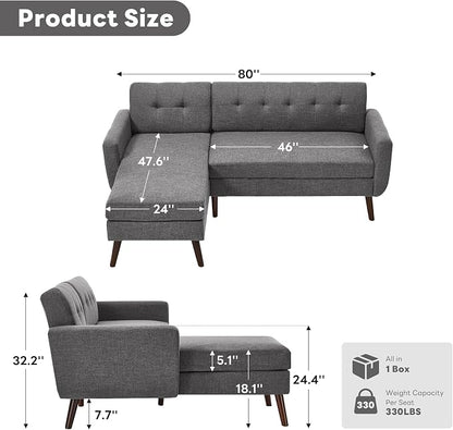 Kingfun L Shaped Couch, Sectional Couches, 3 Seater Sofas - Image 2