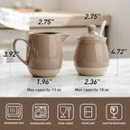 famiware Milkyway Ceramic Sugar and Creamer Set, 10oz Sugar Bowl & 13oz Creamer Set – Stoneware Milk Pitcher & Sugar Dispenser for Coffee Bar, Kitchen, Countertop, Coffee Serving Set, Cinnamon Brown