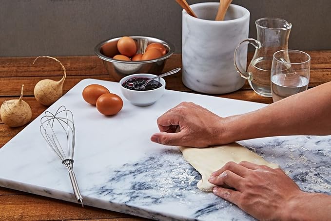 JEmarble Pastry Board 12x16 inch with Non-Slip Rubber Feets for Stability Perfect for Keep the Dough Cool and Chocolate Tempering(Premium Quality)