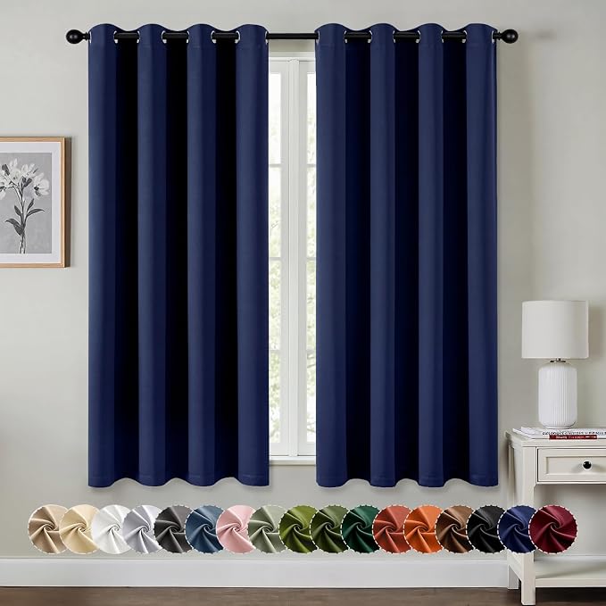 MIULEE Blackout Curtains for Bedroom 2 Panels 55 x 68 Inch Long Navy Blue | by MIULEE