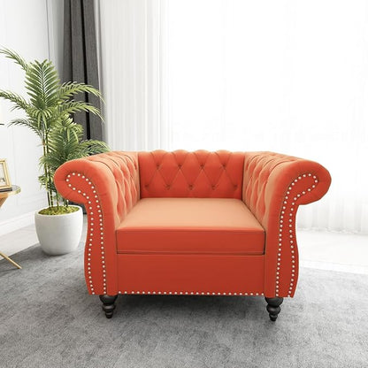 Living Room Chair, Modern Velvet Chesterfield Sofa Chair, Mid Century Single by RUSTYER