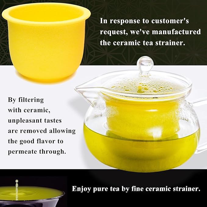 Heatproof Glass Teapot 13.5 fl (400 ml) with Removable Ceramic Infuser strainer Ha-Pot Made in Japan (Pink)