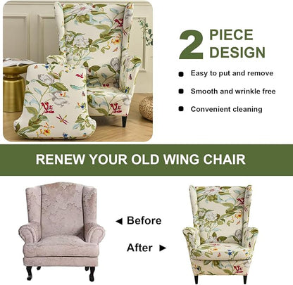 HAOYONG Wing Chair Slipcovers Printed Wingback Chair Covers 2 Pieces Wingback - Image 7
