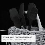 Elihome Skinny Silicone Spoonula - Non-Stick Heat Resistant Silicone Scraper Spatula for Mixing, Serving, Scraping, Stirring, and More - 11 Inch, Black