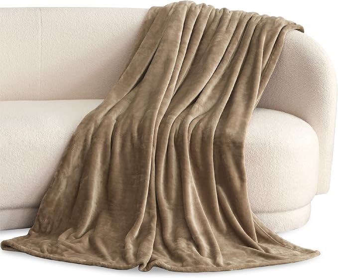 Bedsure GentleSoft Fleece Blankets Queen Size Camel - Image 2