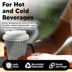 350 Pack 8 oz Insulated Disposable Coffee Cups with Lids, Double Wall Corrugated Paper Hot Cups Bulk To Go Disposable Cups for Hot Beverage or Cold Drinks Ideal for Cafes