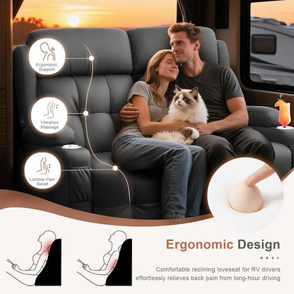 RV Loveseat Recliner Sofa, Massage Wall Hugger Recliners Couch - Image 3