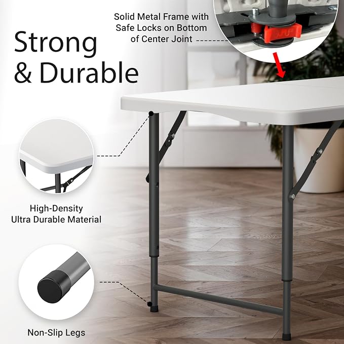 2 Pack of 4 Feet Foldable Table - Image 4