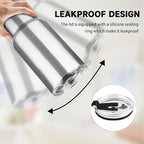 40 oz Tumbler with Lids and Straws, Stainless Steel Insulated Coffee Tumbler, Double Wall Vacuum Insulated Travel Mug Cup, Leakproof Thermal Coffee Cup for Hot and Cold Drinks (Silver)