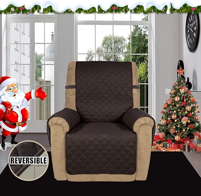 Easy-Going Reversible Couch Cover, Recliner 19 in, Chocolate/Beige | Machine - Image 2