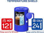 Sidagar+ 18 OZ z Stainless Steel Insulated Coffee Mug with Handle and Lid, Double Wall Vacuum Travel Mug, Tumbler Cup with Sliding Lid, Resuable Insulated Coffee Tumbler, Blue