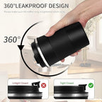 YINBAOGE Insulated Travel Coffee Mug Spill Proof Leak Proof Pobtable To Go Camping Stainless Steel Coffee Tumbler Reusable Coffee Cups with Lids Thermos for Hot and Cold Drink (Black, 12 OZ)