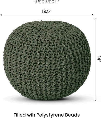REDEARTH Round Hand Knitted Pouf - Image 3