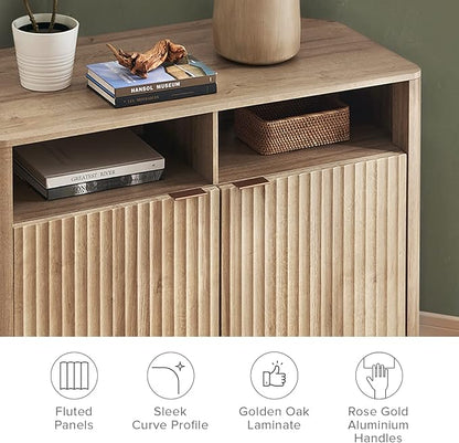 mopio Brooklyn Corner Storage Cabinet, Mid Century Modern Buffet, Entertainment - Image 3