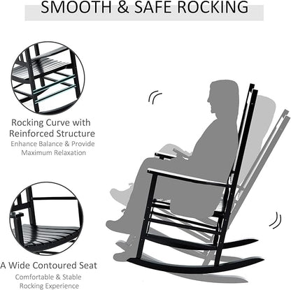 Outsunny Outdoor Rocking Chair, Patio Wooden Rocking Chair - Image 5