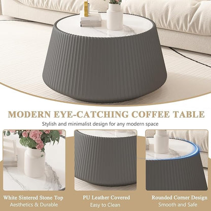 26.77" Marble Coffee Table, Modern Cup Shaped Coffee Table - Image 6