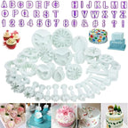 Flower Fondant Cutters,73Pcs Cake Cookie Cutter Plunger Sugarcraft Alphabet Letters Decorating Tools,Sunflower Rose Leaf Butterfly Heart Star Carnation Hollow Calyx Cutter Molds,Icing Modelling Kit