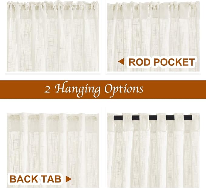 NICETOWN Faux Linen Sheer Curtains 80 inch Length - Image 4