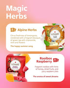 LOVARE Flower Assorted Tea Variety Pack 32 Pack, 4 Tastes - Made in Ukraine - Tea Bags Individually Wrapped - Royal Dessert, Alpine Herbs, Berry Jam, Rooibos Raspberry Assorted Tea Bags