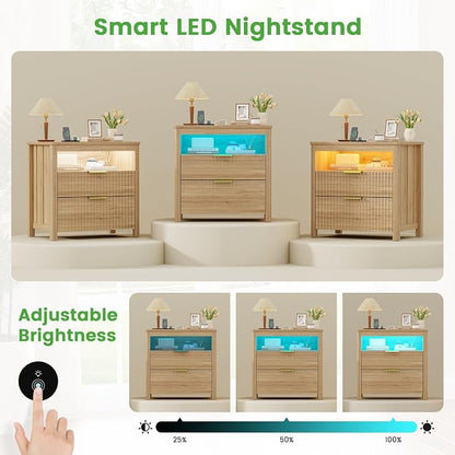 HNEBC Nightstand Set of 2 with Gun Drawer, Nightstands with Hidden Compartment - Image 4