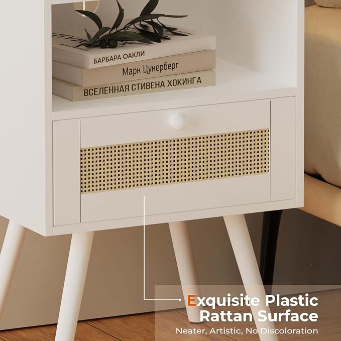 SUPERJARE Nightstands with Charging Station, Bedside Table Set of 2 with PE - Image 8