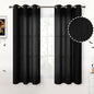 YoungsTex Short Black Linen Semi Sheer Curtains 45 Inch Length 2 Panels | Light by YoungsTex