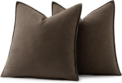 MIULEE Decorative Linen Pillow Covers 18x18 Inch Dark Coffee Chocolate | Boho - Image 6