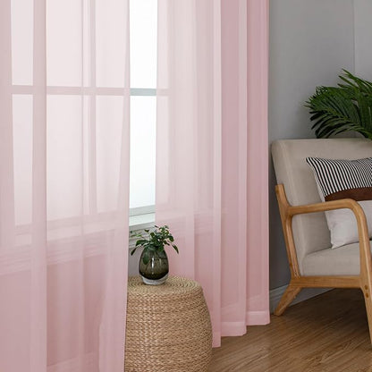 Simplebrand Blush Sheer Curtains 84 Inches Long, Light Filtering Rod Pocket - Image 7