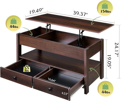 WLIVE Coffee Table, Lift Top Coffee Table - Image 3