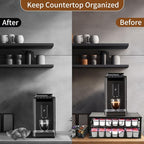 Spacrea K Cup Holder Organizer- Coffee Pod Holder for Counter with 2 Tier Sliding Storage Drawer, Coffee Station Bar Accessories Holder, 63 Large or 80 Small Capsules, Home Kitchen (Black)
