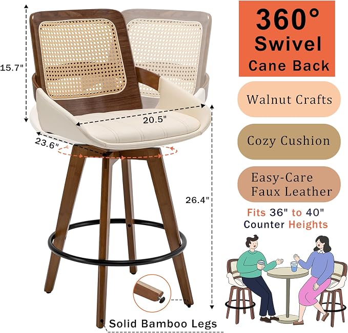 Set of 4 Mid Century Modern Counter Stools - Image 2