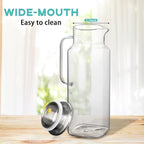 68 oz Square Glass Pitcher with Lid and Spout, 2 Quart Lightweight Water Pitchers for Hot/Cold Drink, Borosilicate Jugs, Heat Resistant, Glass Carafe with Handle,Ideal for Fridge Storage(2Pack)