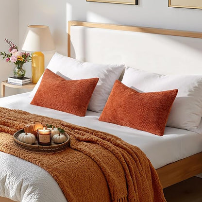 MIULEE Fall Decorative Lumbar Throw Pillow Covers 12x20 Burnt Orange 2 Pack | - Image 3