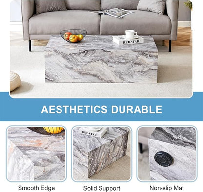 Coffee Table Set for 3, Living Room Table Set, Faux Marble Coffee Table and - Image 4